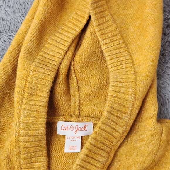 Cat & Jack Hooded Cardigan Kids Size L Yellow With Zip Closure Geometric Pattern - Picture 10 of 15